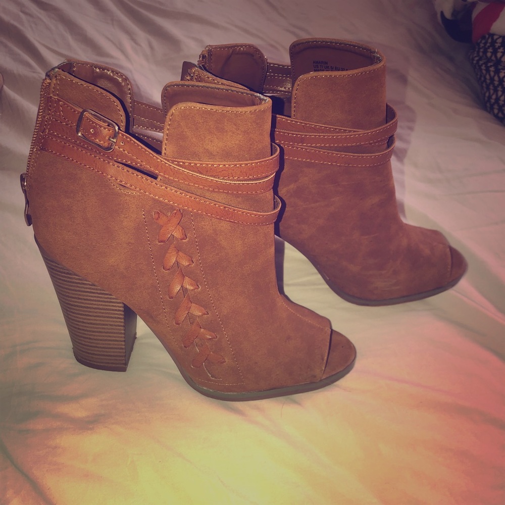 Open toed wedge booties!